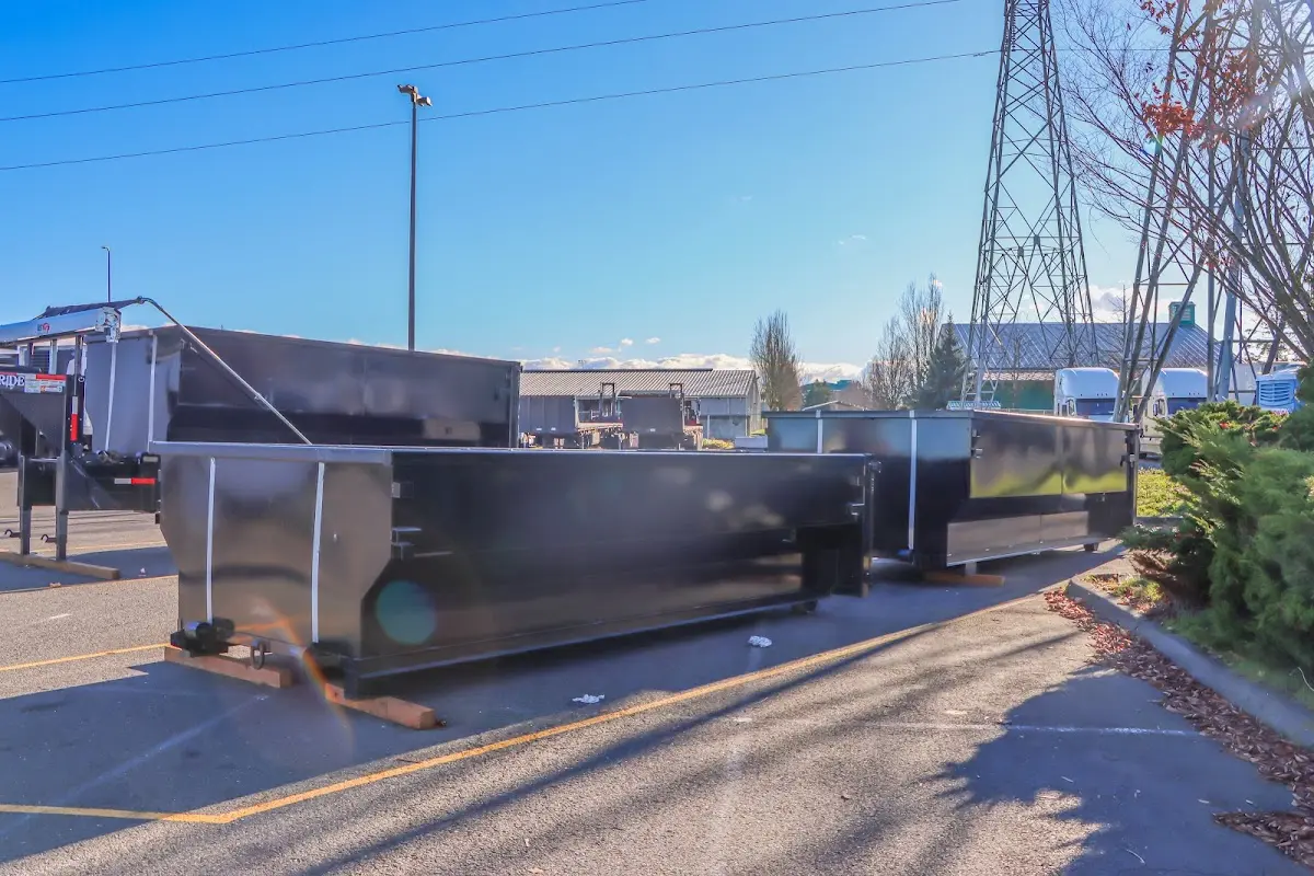 Roll-off dumpster ready for waste disposal at job site for Construction Dumpster Rental in Valley Falls